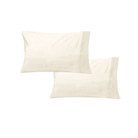 400TC Cotton Sateen No Flap Standard Pillowcases 48 x 74 cm - Cream, Set of 2