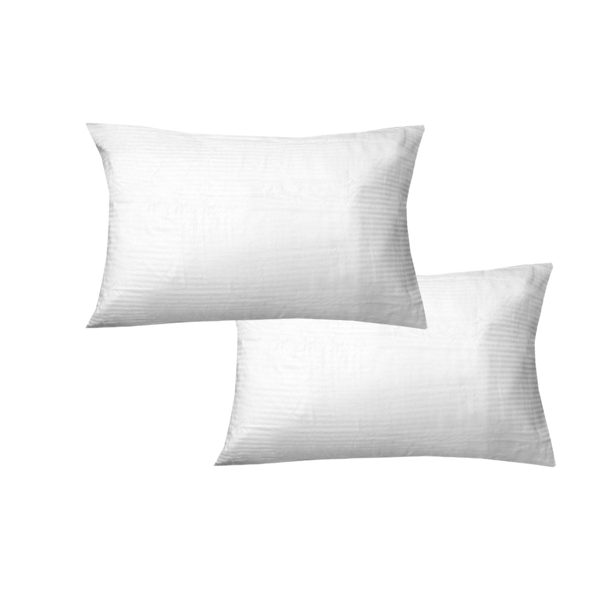 600TC Cotton Sateen Narrow Self Striped Pillowcases 48 x 74 cm - White, 2 Pack