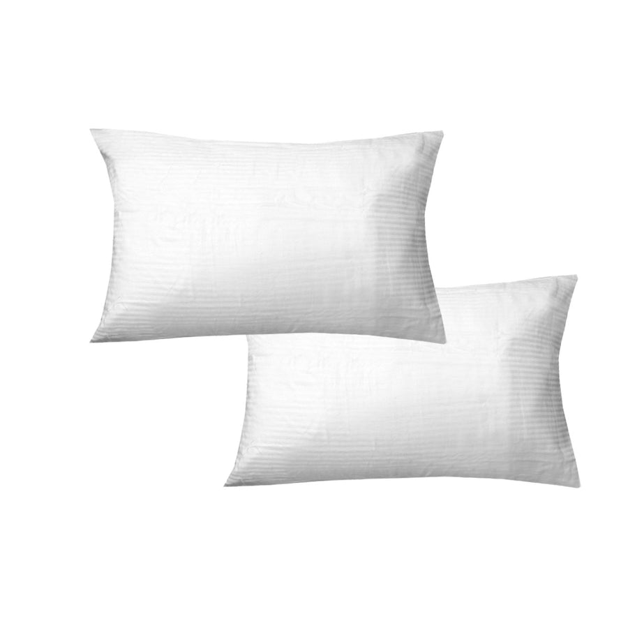 600TC Cotton Sateen Narrow Self Striped Pillowcases 48 x 74 cm - White, 2 Pack - SuperSaverAU - view 1