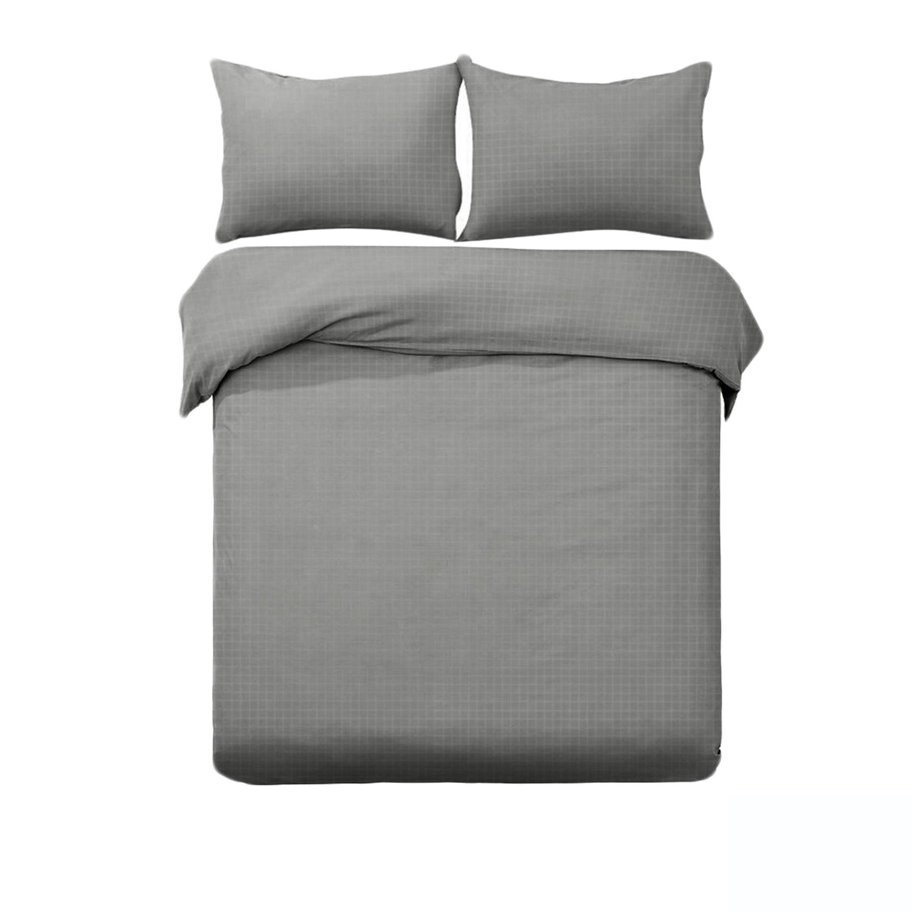 Designer Selection Ascot Embossed Microfiber Quilt Cover Set Grey Queen - SuperSaverAU - view 1