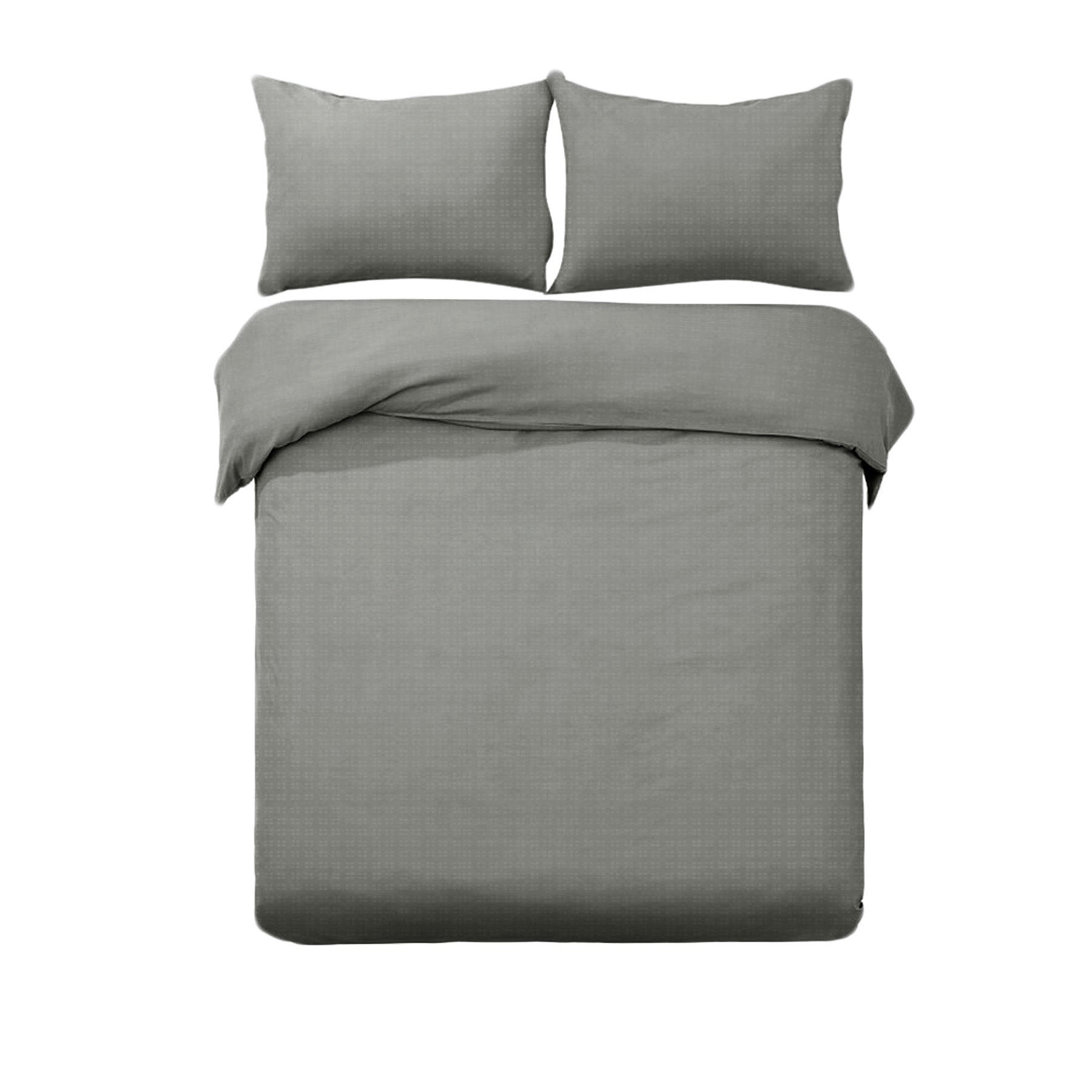 Designer Selection Denver Embossed Microfiber Quilt Cover Set Grey King 245x210 cm - SuperSaverAU - view 1