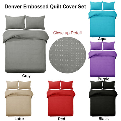 Designer Selection Denver Embossed Microfiber Quilt Cover Set Grey King 245x210 cm