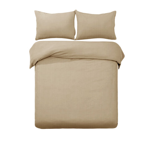 Designer Selection Denver Embossed Microfiber Quilt Cover Set, King Size, Latte - SuperSaverAU - view 1