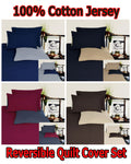 Hotel Living Reversible 100% Cotton Jersey Quilt Cover Set Black / Latte - QUEEN - SuperSaverAU - view 2