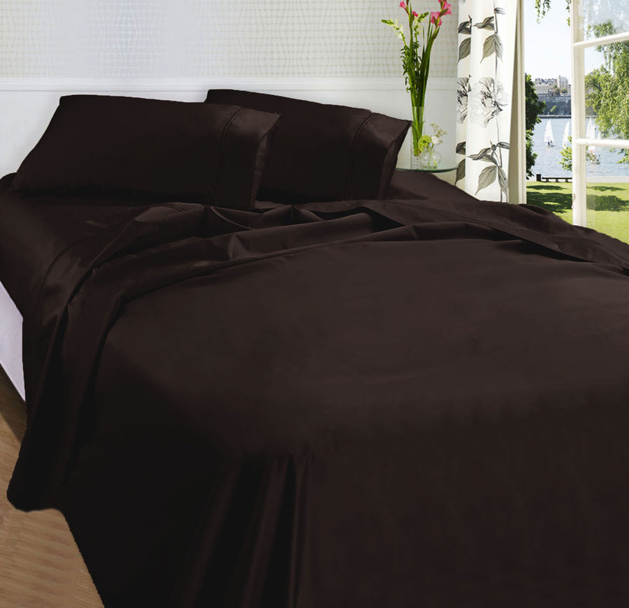 Fieldcrest 875TC Egyptian Cotton Sateen Sheet Set Chocolate Queen - Soft & Luxurious - SuperSaverAU - view 1