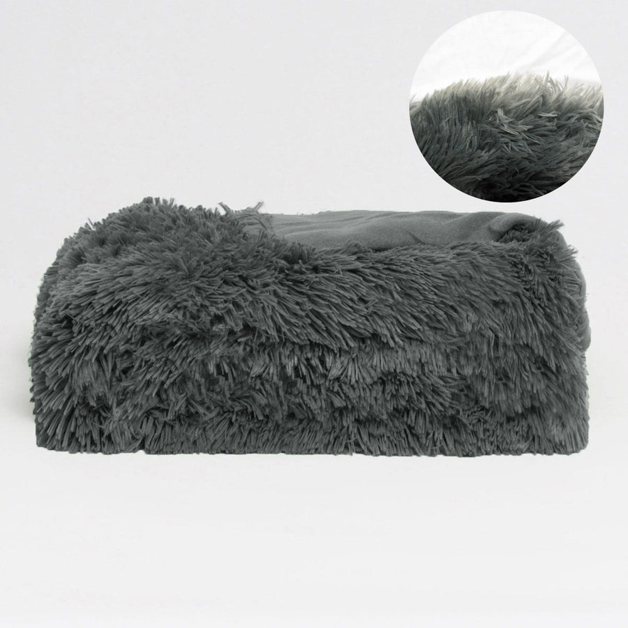 Hotel Living Long Hair Faux Fur Throw Rug Grey 130x160 cm - Soft & Cozy - SuperSaverAU - view 1