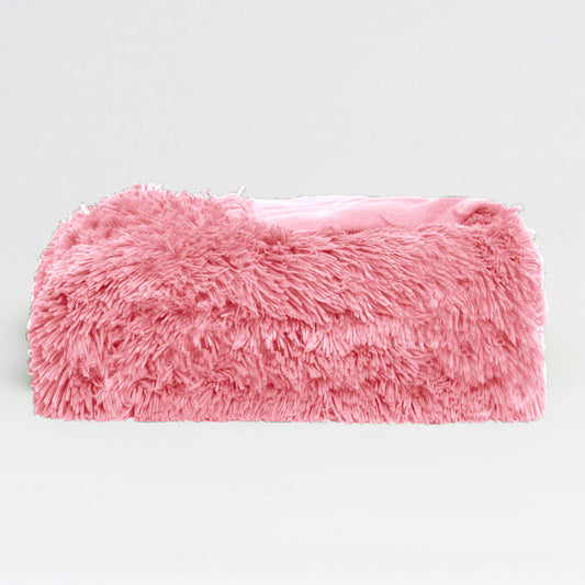Hotel Living Long Hair Faux Fur Throw Rug Pink 130x160 cm, Soft & Cuddly