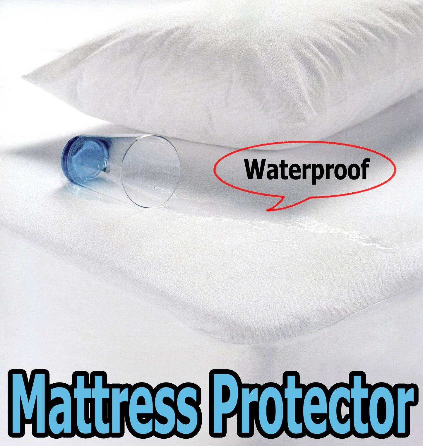 TERRY Waterproof Mattress Protector - Double, Soft Cotton, 40cm Wall, Hypoallergenic