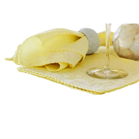 Hoydu Set of 6 Damask Embossed Polyester Cotton Napkins 40 x 40cm