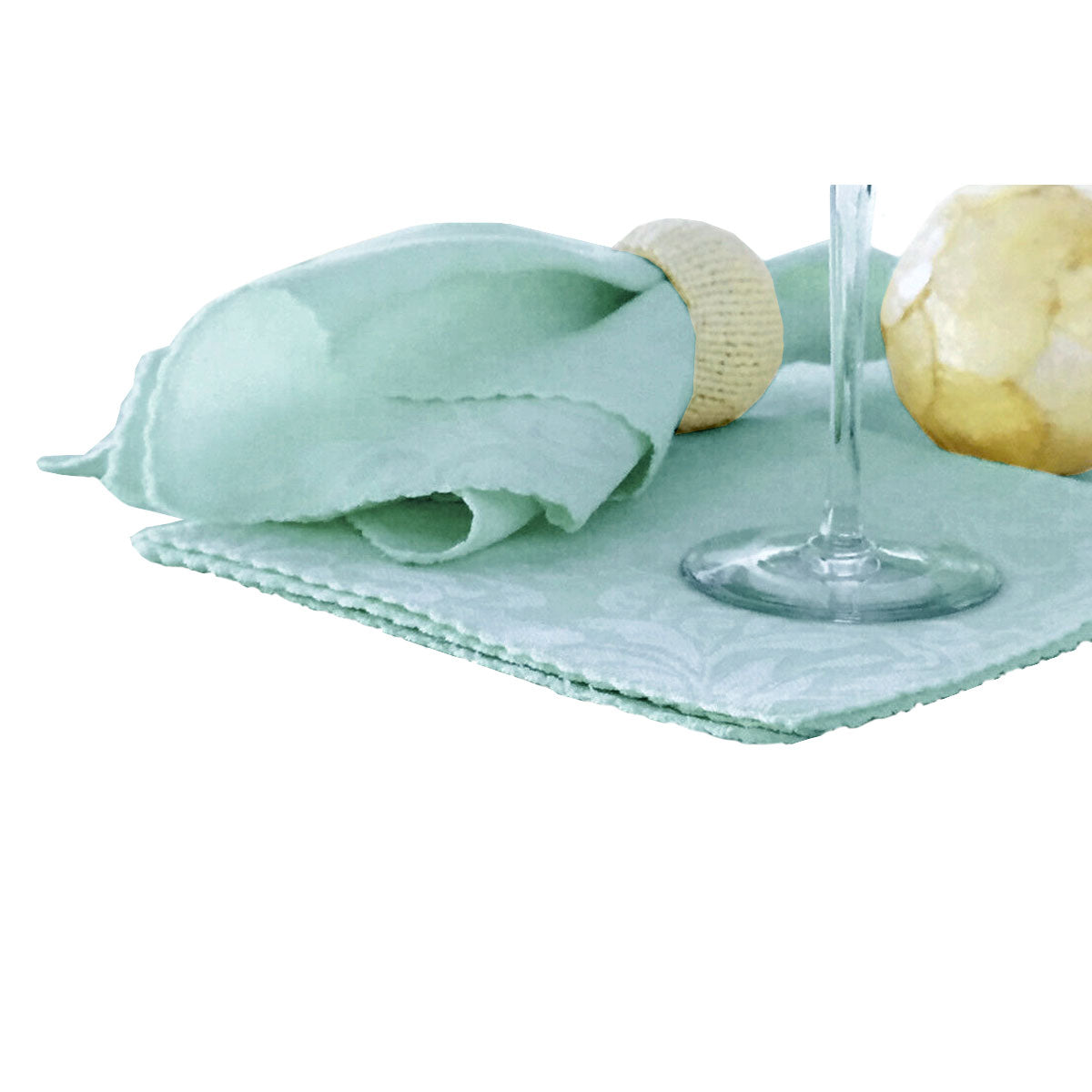 Hoydu Set of 6 Damask Embossed Polyester Cotton Napkins 40 x 40cm Light Turquoise