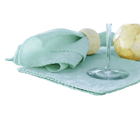 Hoydu Set of 6 Damask Embossed Polyester Cotton Napkins 40 x 40cm Light Turquoise