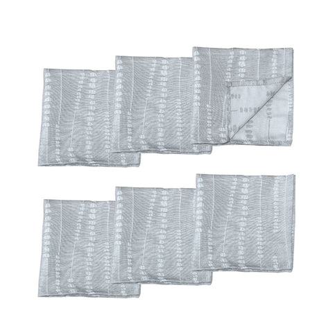 Set of 6 Perline Grey Jacquard Napkins 40cm x 40cm - Elegant Polyester Design - SuperSaverAU - view 1