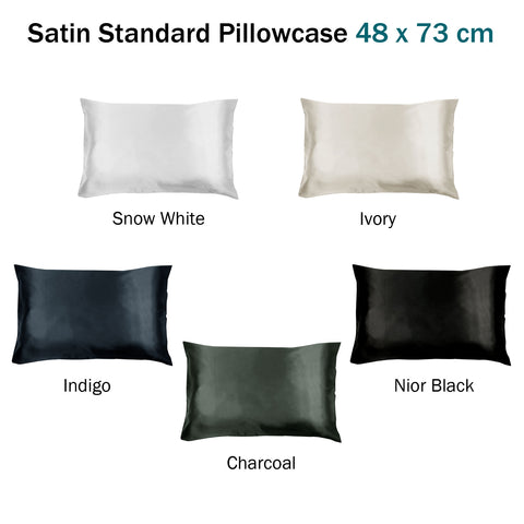 Invitation Satin Pillowcase Indigo - Solid Colour, 48 x 73 cm, Polyester - SuperSaverAU - view 1
