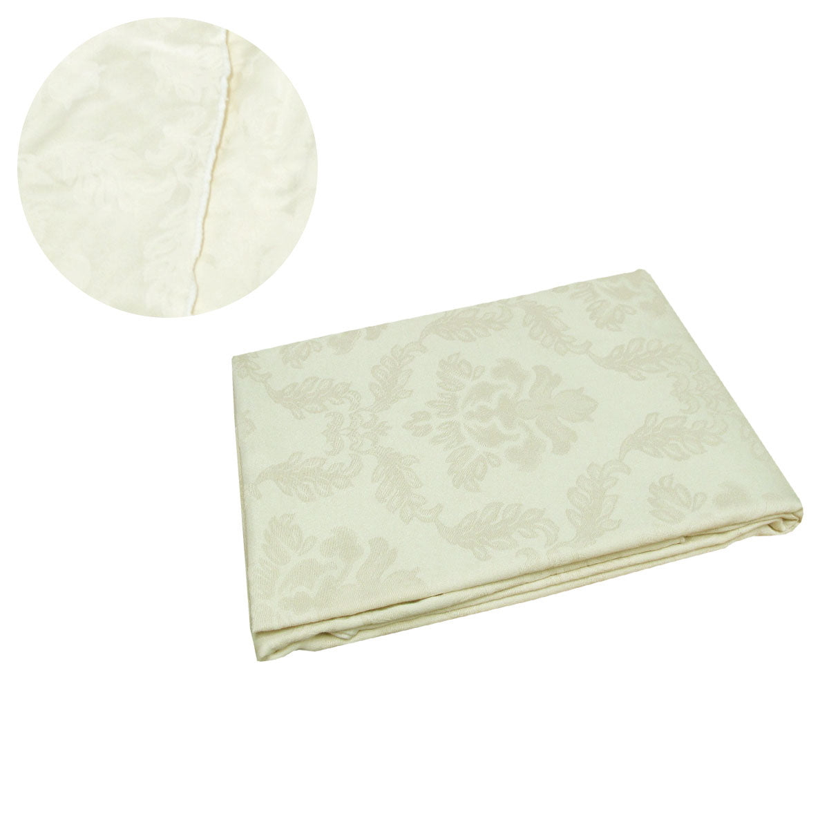 Elisabetta Damask Jacquard Polyester Tablecloth 180cm Round - Cream - SuperSaverAU - view 1