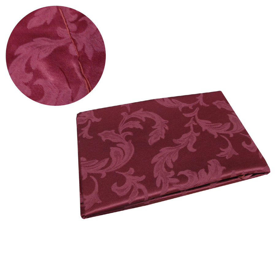 Assorted Damask Jacquard Polyester Tablecloth 180cm Round - Leaf Burgundy - SuperSaverAU - view 1