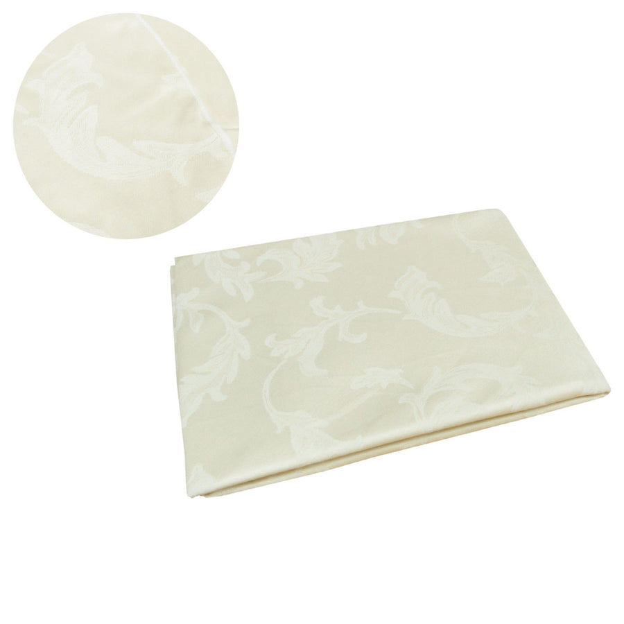 Assorted Damask Jacquard Polyester Tablecloth 180cm Round - Leaf Cream - SuperSaverAU - view 1