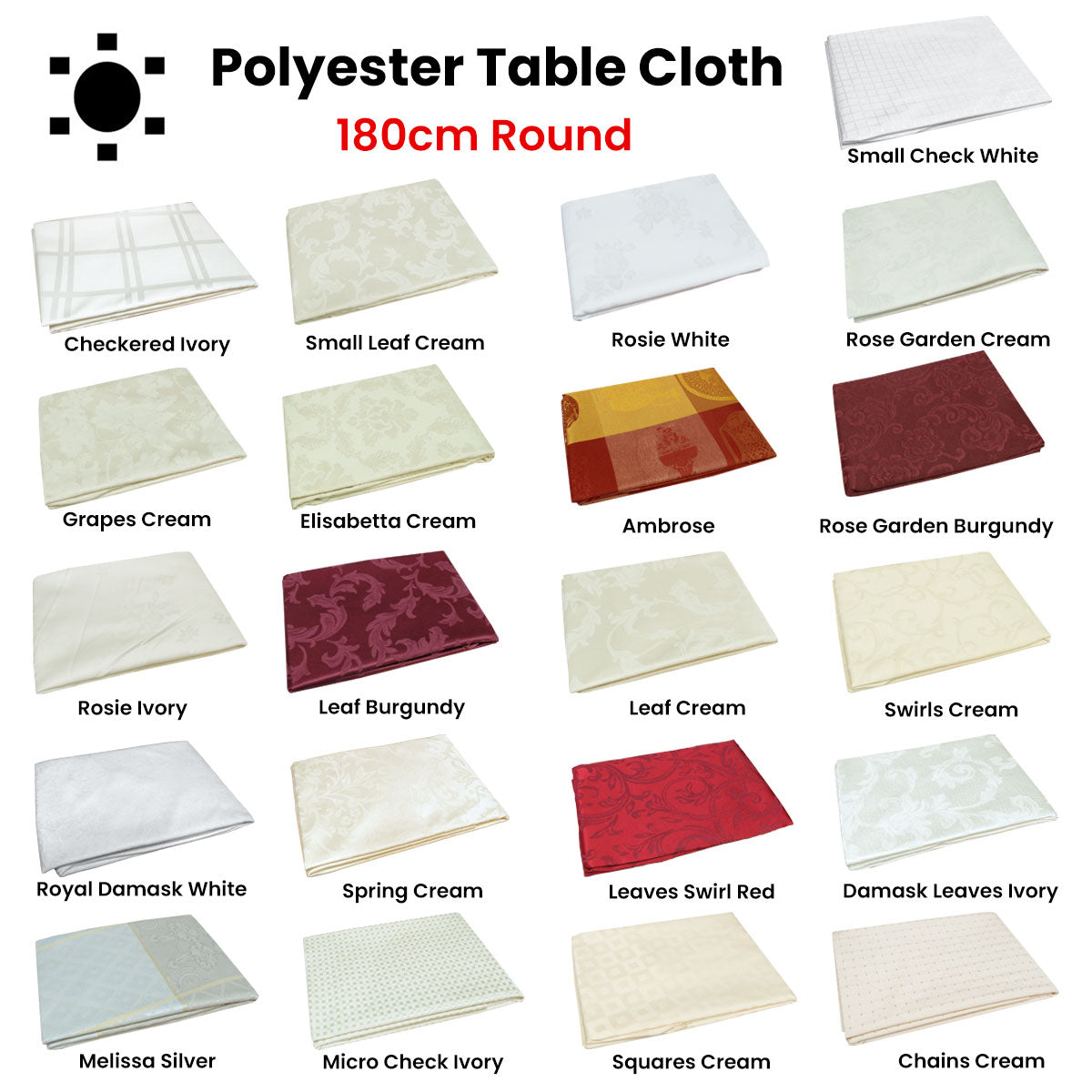 Assorted Damask Jacquard Polyester Tablecloth 180cm Round - Elegant Design - SuperSaverAU - view 1