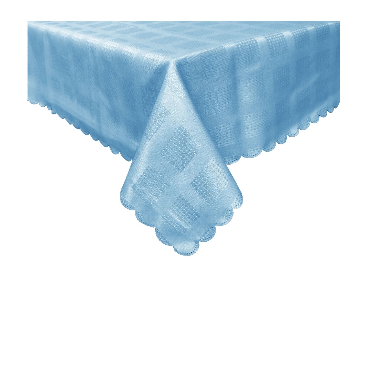 Jacquard Table Cloth Checkered Blue 180 cm Round - Stain Resistant, 4-6 Seaters