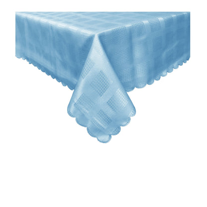 Jacquard Table Cloth Checkered Blue 180 cm Round - Stain Resistant, 4-6 Seaters