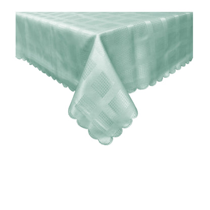 Jacquard Table Cloth Checkered Frost 180 cm Round - Stain Resistant, Easy Care
