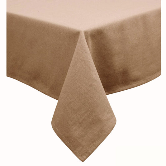 Hoydu Cotton Blend Table Cloth 150cm x 225cm - Sand, Machine Washable, Solid Design