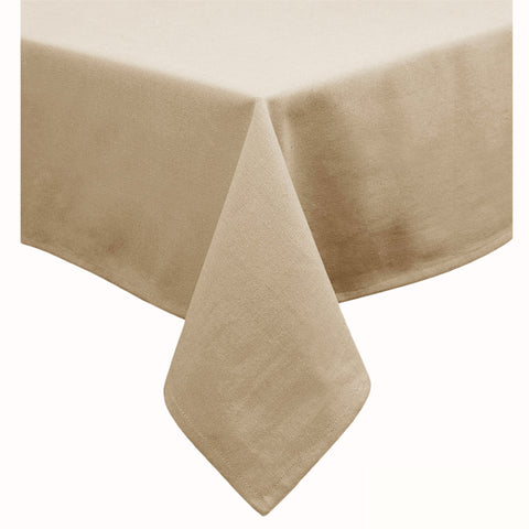 Hoydu Cotton Blend Table Cloth 180cm x 310cm - Warm Sand, Solid Design, Machine Washable - SuperSaverAU - view 1