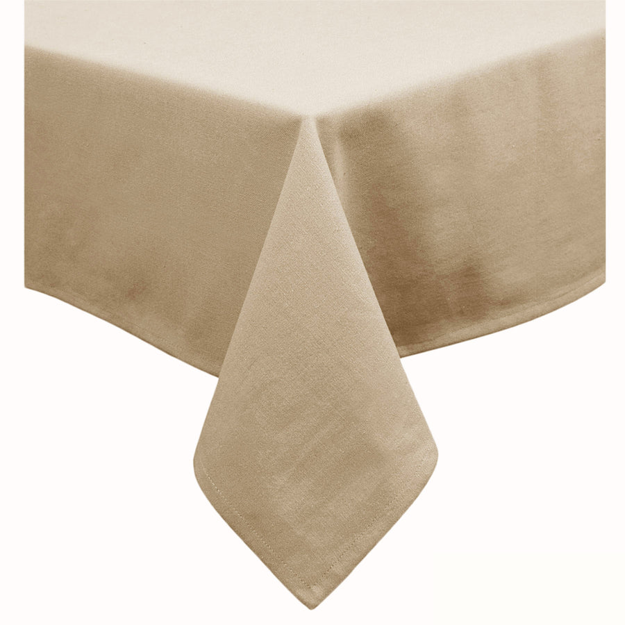 Hoydu Cotton Blend Table Cloth 180cm x 310cm - Warm Sand, Solid Design, Machine Washable - SuperSaverAU - view 1