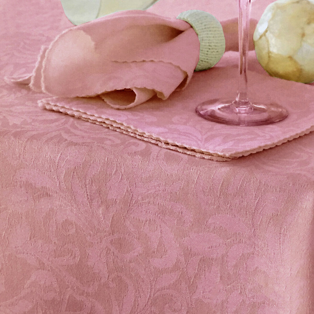 Hoydu Damask Embossed Tablecloth 180 x 180 cm Blossom Pink, Wrinkle Free - SuperSaverAU - view 1