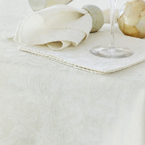 Hoydu Damask Embossed Tablecloth 150 x 225 cm Wrinkle Free Bright White - SuperSaverAU - view 1