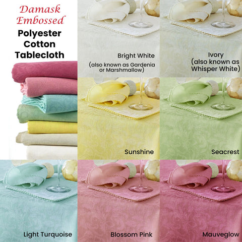Hoydu Damask Embossed Tablecloth 170 x 360 cm Ivory - Wrinkle Free, Elegant Design - SuperSaverAU - view 1