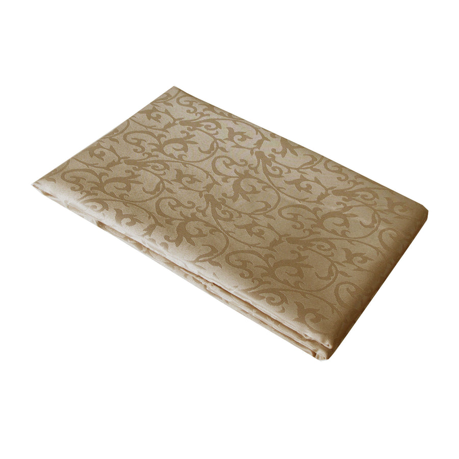 Jacquard Table Cloth Latte Leaves 150 x 220 cm, Stain Resistant, 6 Seaters - SuperSaverAU - view 1