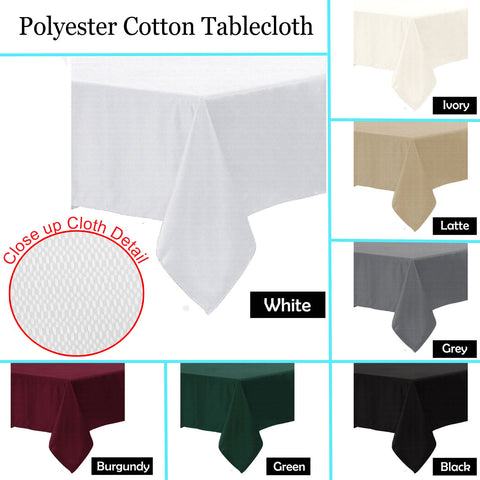 Polyester Cotton Tablecloth White 150 x 220 cm - Solid Color Design, Machine Washable - SuperSaverAU - view 1
