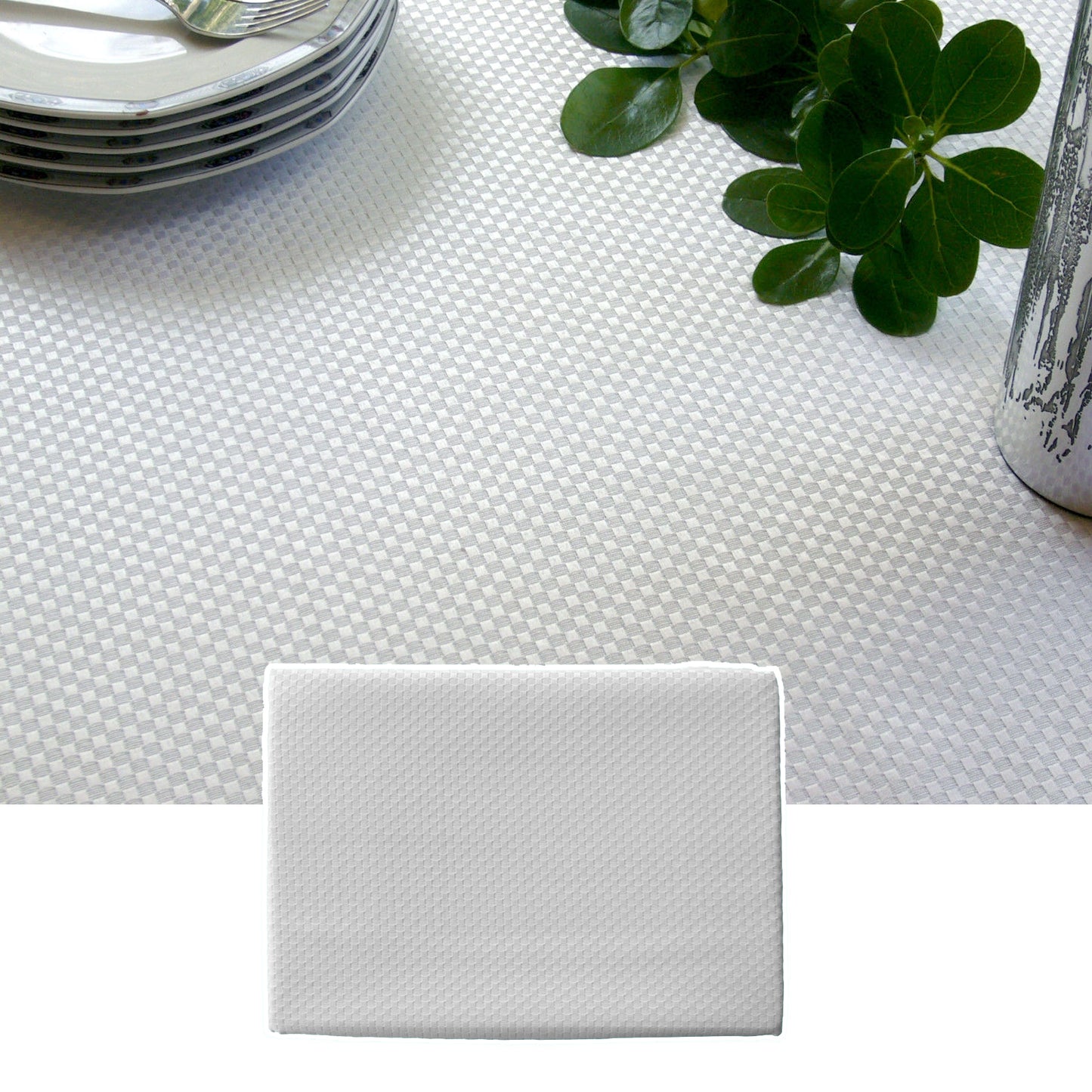 Prestige Jacquard White Table Cloth 160 x 220 cm - Honeycomb Pattern
