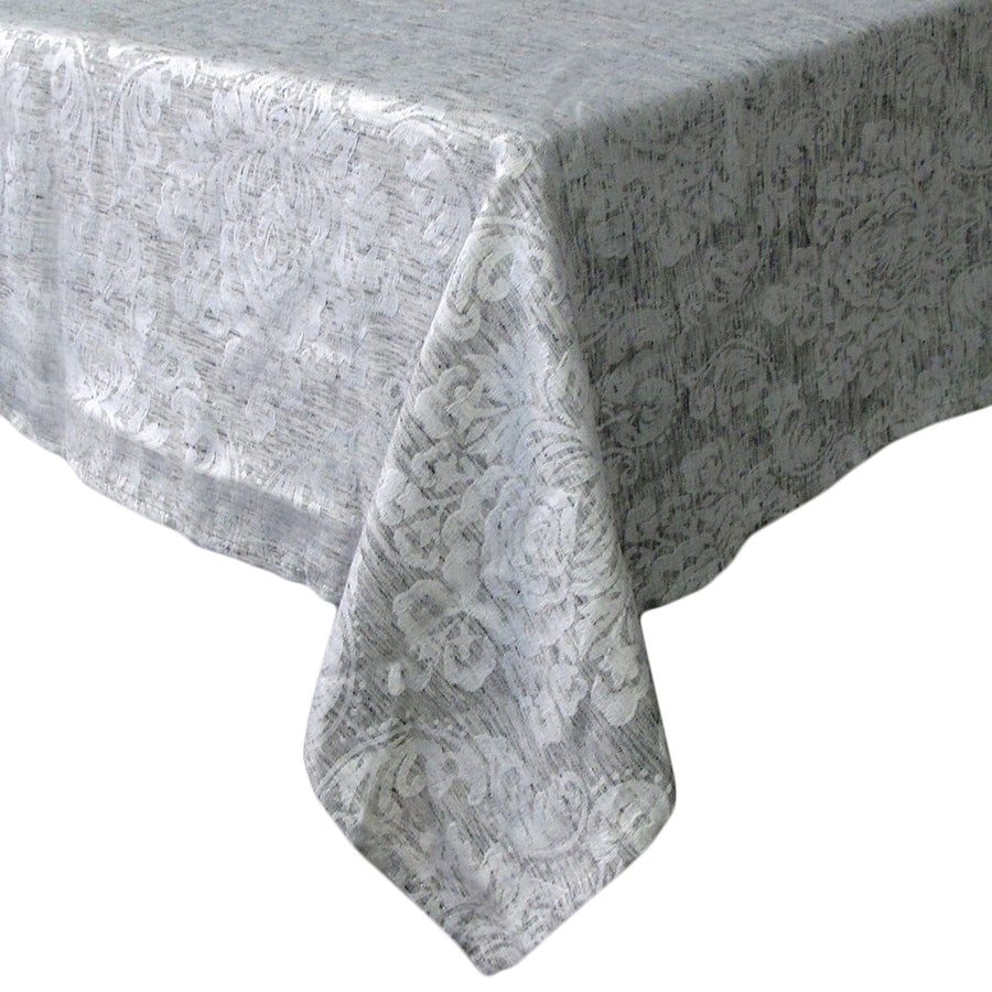 Royale Damask Jacquard Table Cloth Grey 180 x 360 cm Floral Design - SuperSaverAU - view 1