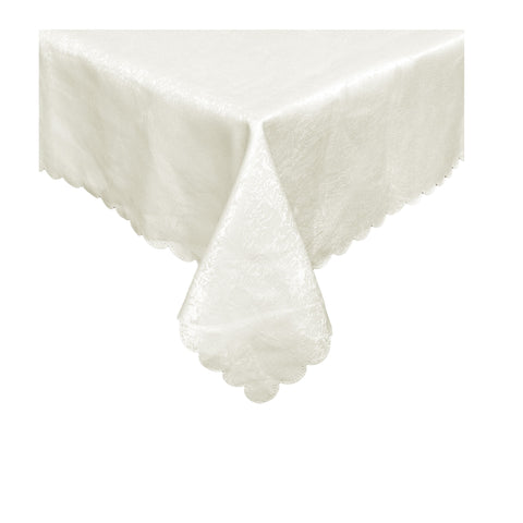 Safari Jacquard Table Cloth Ivory 150 x 220 cm - Stain Resistant for 6 Seaters - SuperSaverAU - view 1