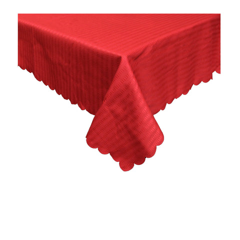 Assorted Stain Resistant Jacquard Table Cloth 150 x 270 cm - Red Narrow Stripes - SuperSaverAU - view 1