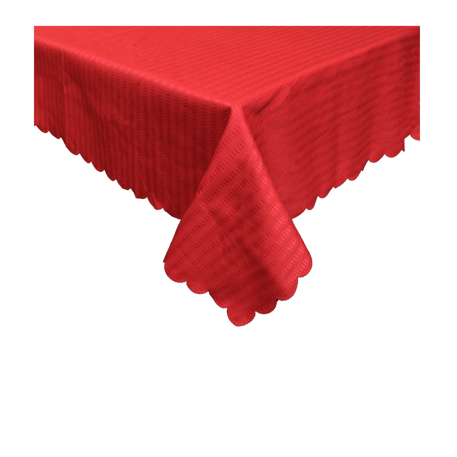 Assorted Stain Resistant Jacquard Table Cloth 150 x 270 cm - Red Narrow Stripes - SuperSaverAU - view 1