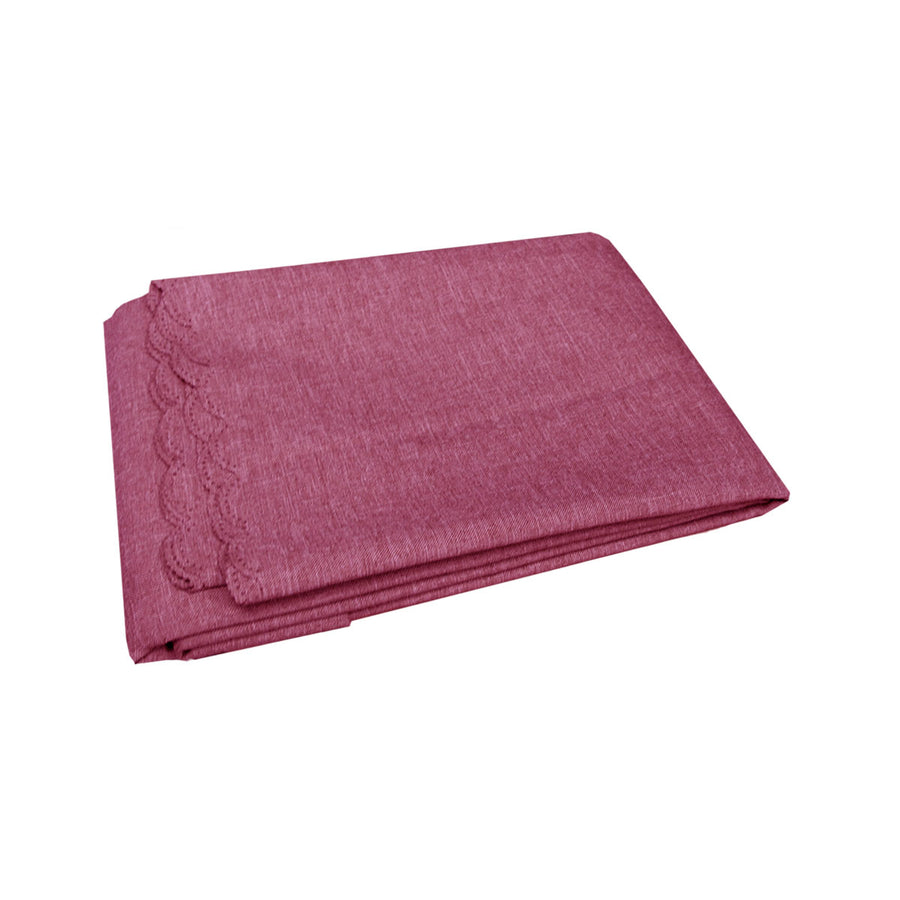 Waylon Damask Tablecloth 135 x 180cm Cherry - Solid Colour, Easy Care Polyester - SuperSaverAU - view 1