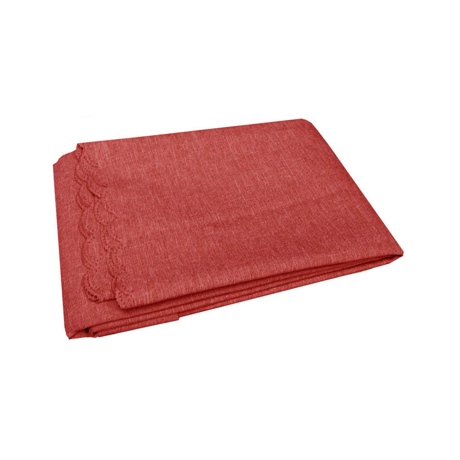 Waylon Damask Tablecloth 135 x 180cm Red - Solid Colour, Easy Care Polyester - SuperSaverAU - view 1