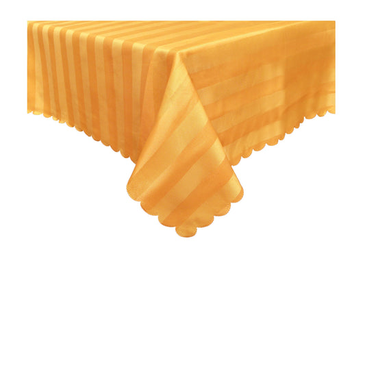 Jacquard Table Cloth Wide Stripes Orange 135 x 180 cm - Stain Resistant