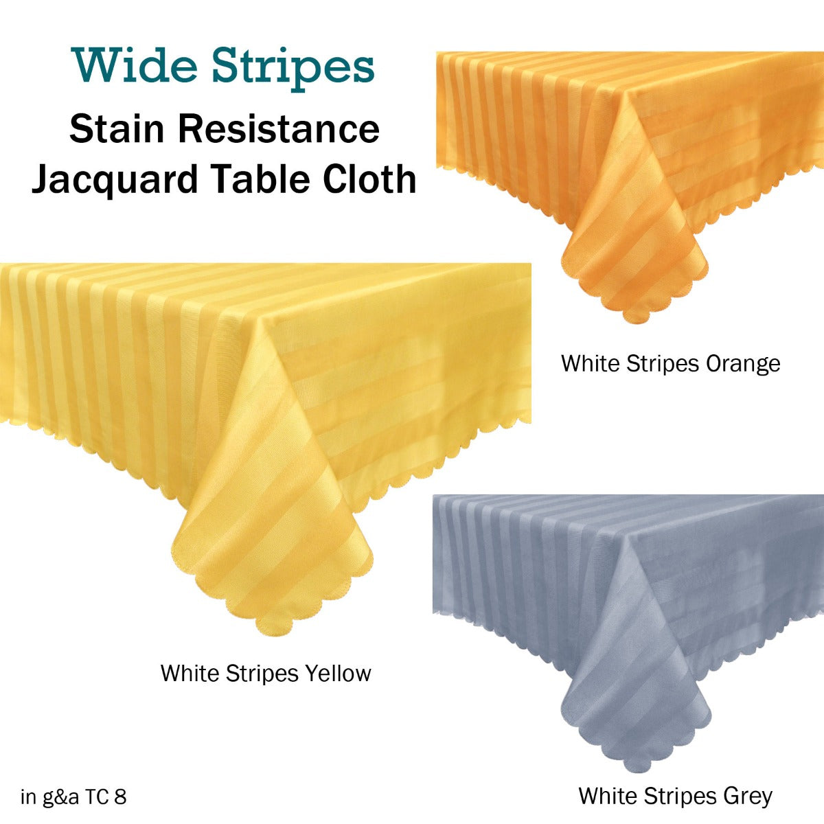Jacquard Table Cloth Wide Stripes Orange 135 x 180 cm - Stain Resistant