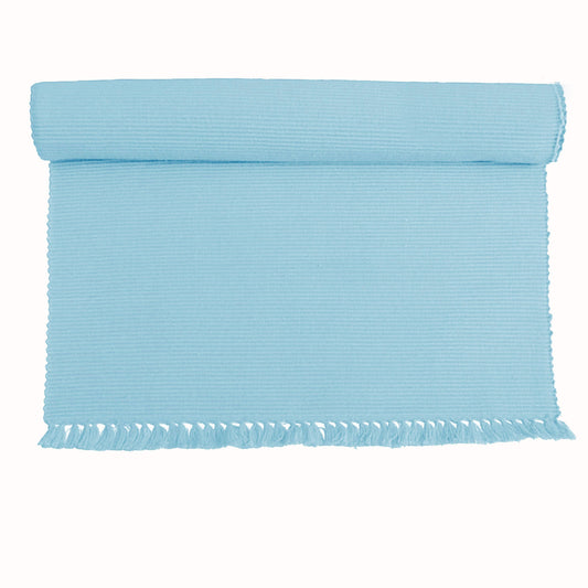 Hoydu Set of 2 Cotton Ribbed Placemats 35cm x 48cm Sky Blue, Machine Washable