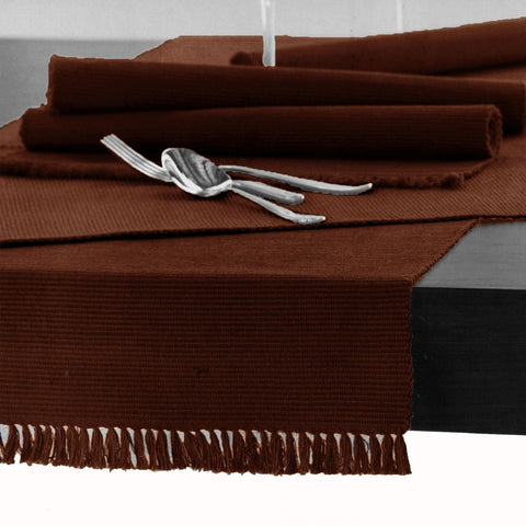Hoydu Cotton Ribbed Table Runner 45cm x 150cm - Copper, Machine Washable - SuperSaverAU - view 1