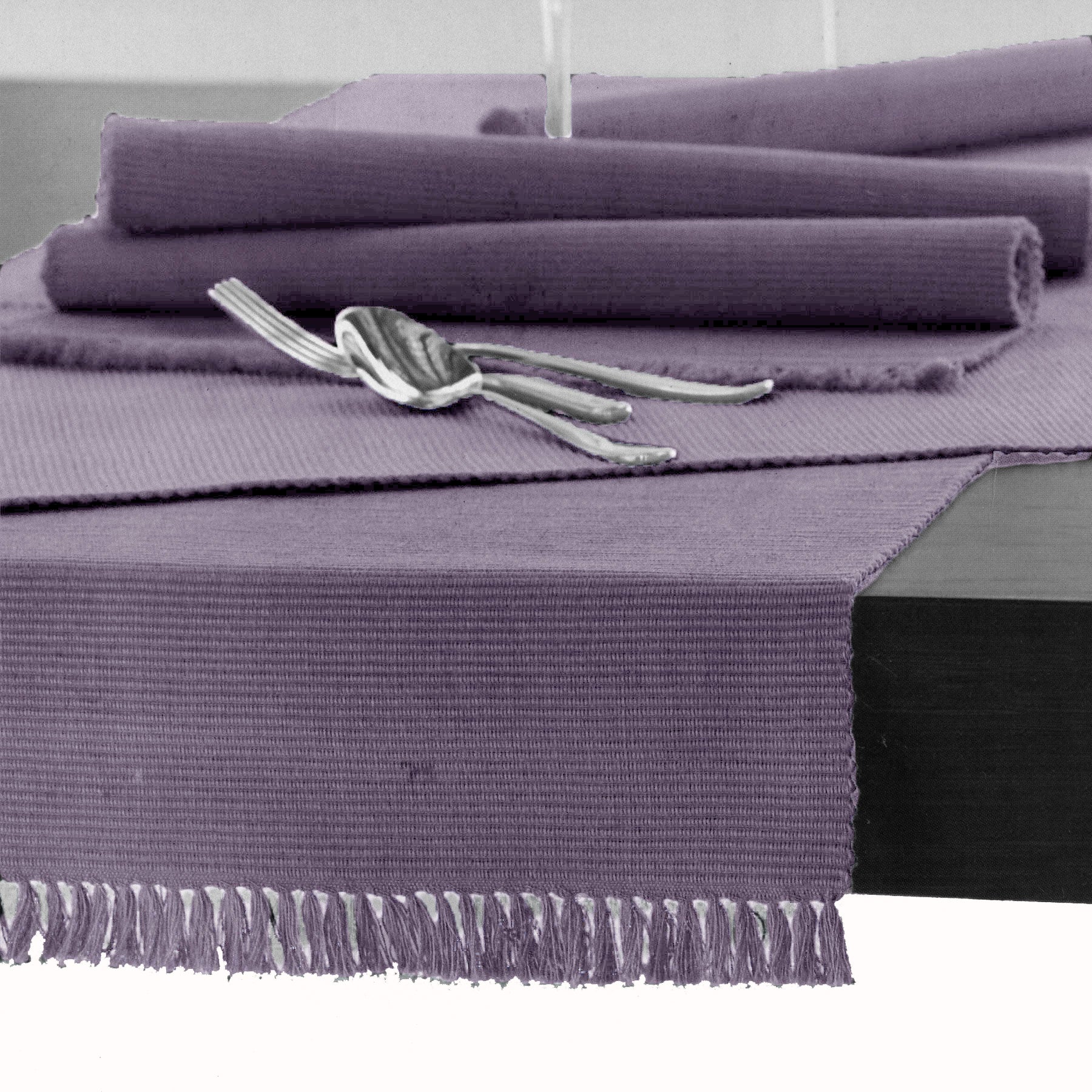 Hoydu Cotton Ribbed Table Runner 45cm x 200cm - Lavender Mist, Machine Washable - SuperSaverAU - view 1