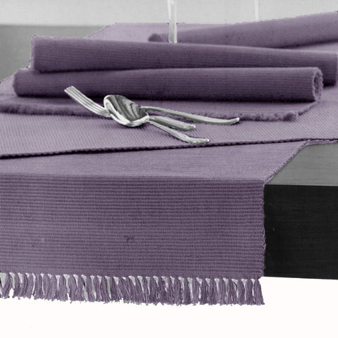 Hoydu Cotton Ribbed Table Runner 45cm x 200cm - Lavender Mist, Machine Washable - SuperSaverAU - view 1