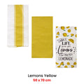 Home Oasis Printed Cotton Rich Tea Towels - Lemon Yellow, 3 Pack