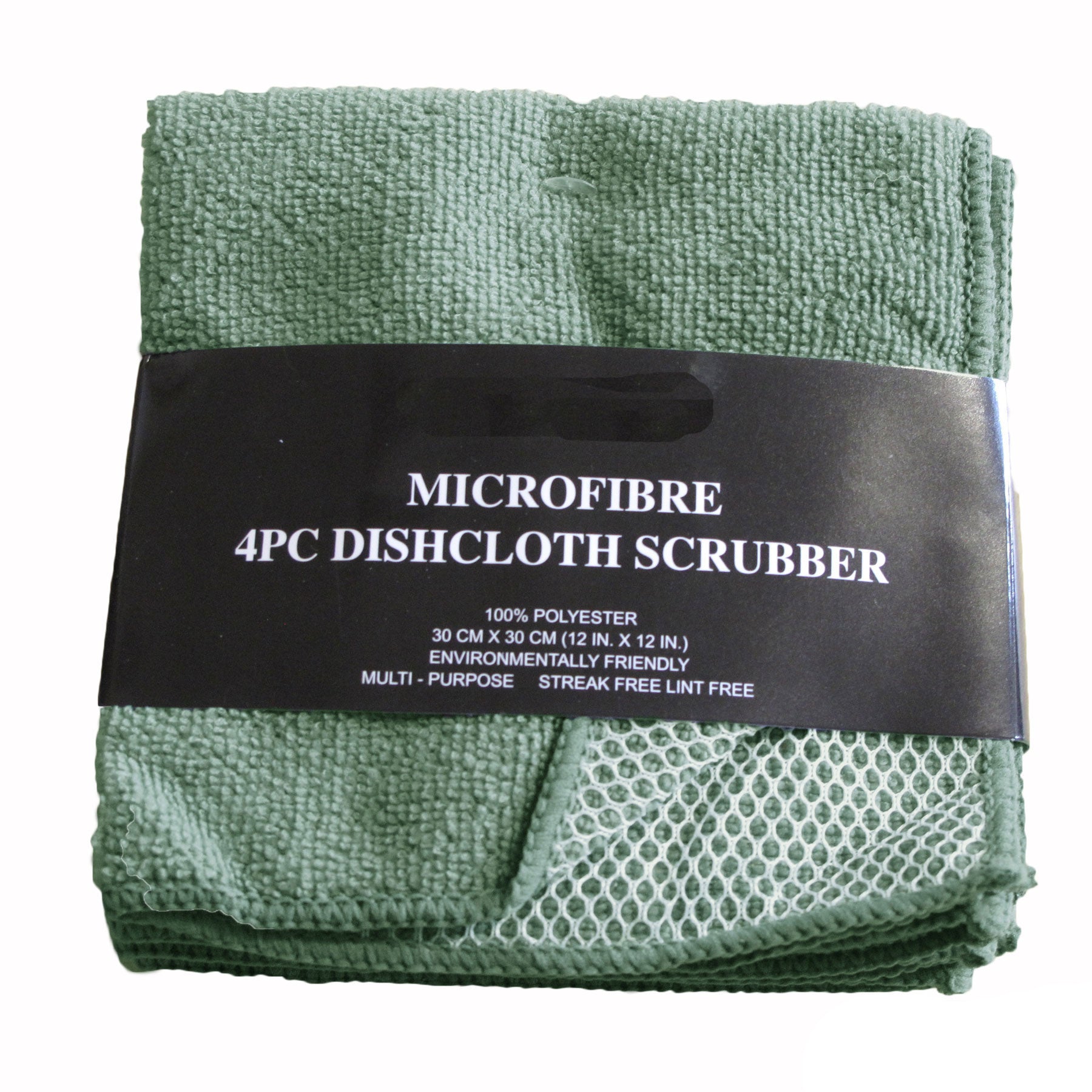 Green Microfibre Dishcloth Scrubber - Pack of 4 - 30cm x 30cm, Reusable - SuperSaverAU - view 1
