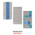 Home Oasis Printed Cotton Rich Tea Towels - Whale Grey, 3 Pack