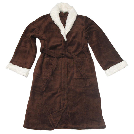 Coral Fleece Sherpa Bath Robe - Soft, Warm, One Size Fits Most (S/M)