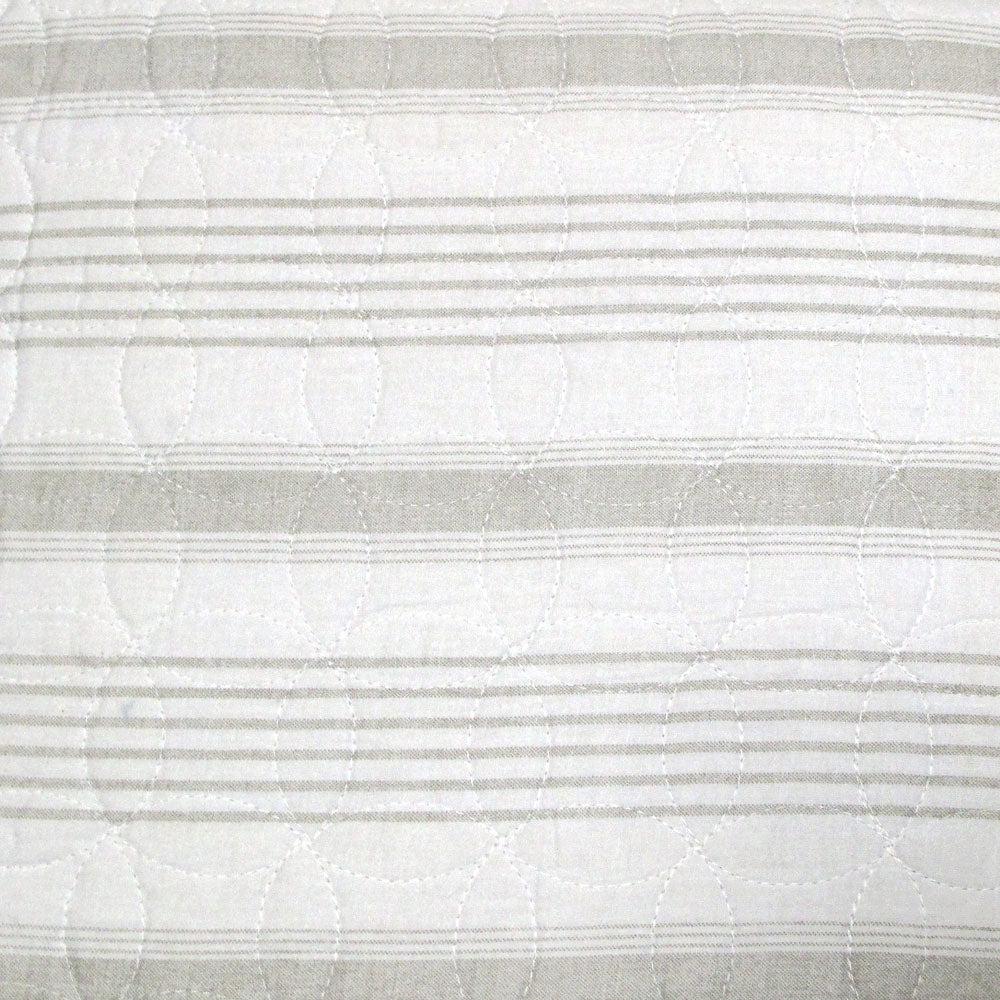 Brighton Road Regatta Stone 100% Cotton Quilted Quilt Cover Set Queen - Print Stripe Design, Quilted Circle Link Pattern - SuperSaverAU - view 1